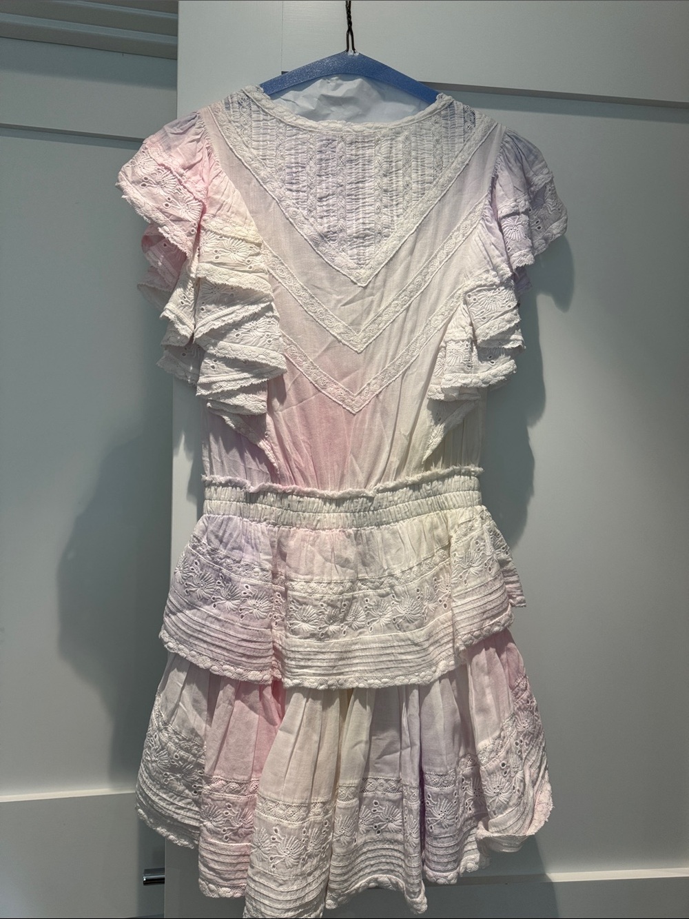 LoveShackFancy Girls' Pastel Ruffle Dress in Pink, Lavender & Cream